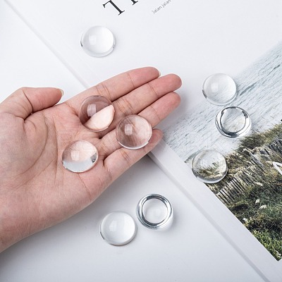 Transparent Half Round Glass Cabochons GGLA-R027-25mm-1
