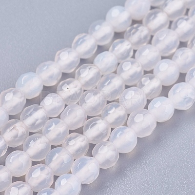 Natural White Agate Round Beads Strand X-G-L084-4mm-14-1