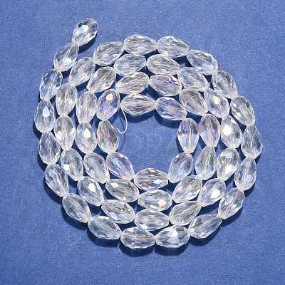 1Strand Electroplate Glass Faceted Teardrop Beads Strands X-EGLA-D015-12x8mm-01-1
