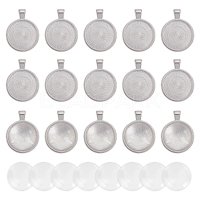 40pcs Flat Round Pendant Making Kits DIY-AR0001-30S-1