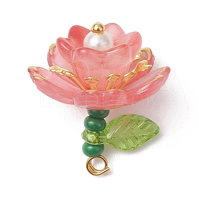 Glass Flower Pendants PALLOY-MZ01180-1