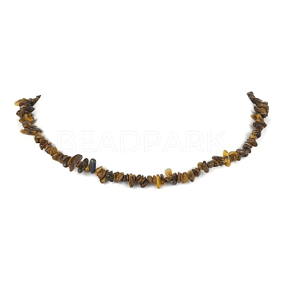 Natural Tiger Eye Chip Beaded Necklace NJEW-JN04616-08-1