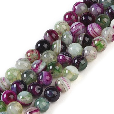 Natural Striped Agate/Banded Agate Beads Strands X-G-Z060-A01-A21-1