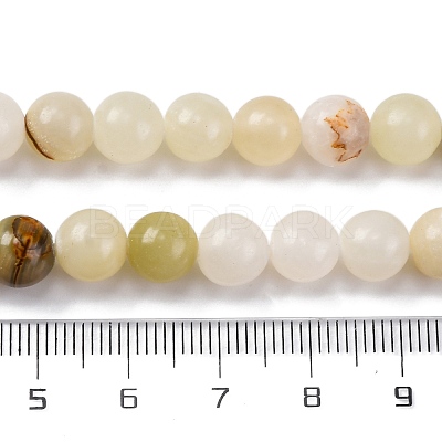 Natural Green Banded Calcite(Afghan Jade) Beads Strands G-B130-8mm-01-1