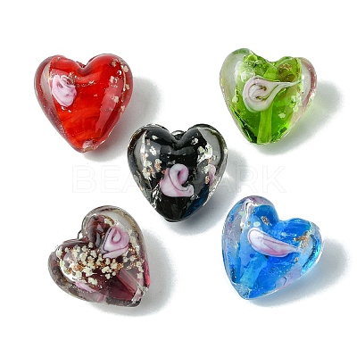 Luminous Handmade Gold Sand Lampwork Beads FOIL-B001-04-1