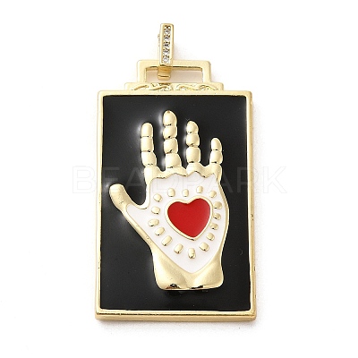Brass Micro Pave Cubic Zirconia Pendant with Enamel KK-H458-02G-J01-1
