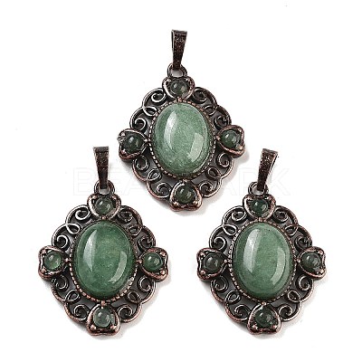 Natural Green Aventurine Rhombus Pendants G-K363-02R-01-1