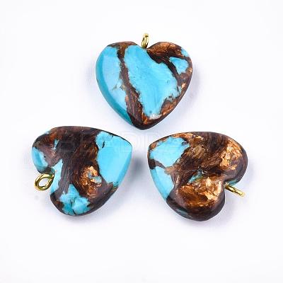Assembled Bronzite and Synthetic Turquoise Pendants X-G-T111-04C-1