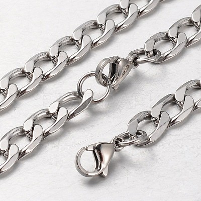 Tarnish Resistant 304 Stainless Steel Curb Chain Necklaces and Bracelets Sets SJEW-L379-09P-1