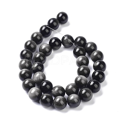 Natural Silver Obsidian Beads Strands G-D083-01A-1