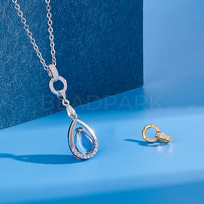 2Pcs 2 Colors S925 Sterling Silver Micro Pave Clear Clear Cubic Zirconia Twister Clasps STER-PH0003-57-1