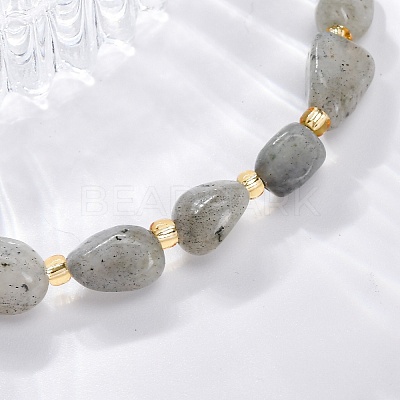 Natural Labradorite Beaded Bracelets for Women G-P563-07P-05-1