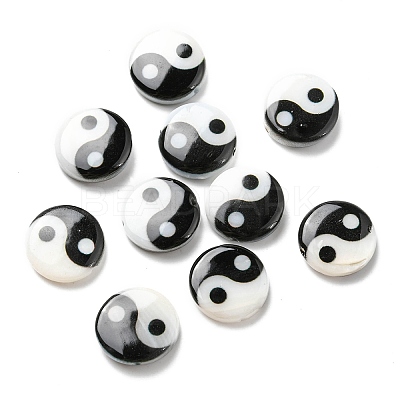 Printed Natural Freshwater Shell Beads SHEL-R129-07B-01-1