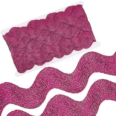 10 Yard Metallic Polyester Wavy Fringe Trim Ribbon SRIB-GF0001-38P-1
