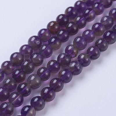 Natural Amethyst Round Beads Strands G-N0120-11A-6mm-1