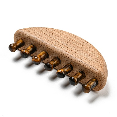 Natural Tiger Eye Scalp Massager AJEW-G058-01B-1