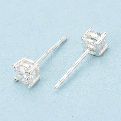 925 Sterling Silver & Clear Cubic Zirconia Stud Earrings STER-T008-70S-01-1
