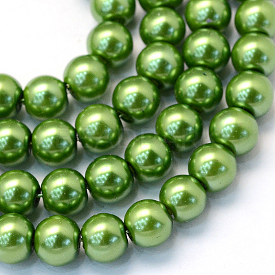 Baking Paint Pearlized Glass Pearl Round Bead Strands HY-Q330-8mm-13-1