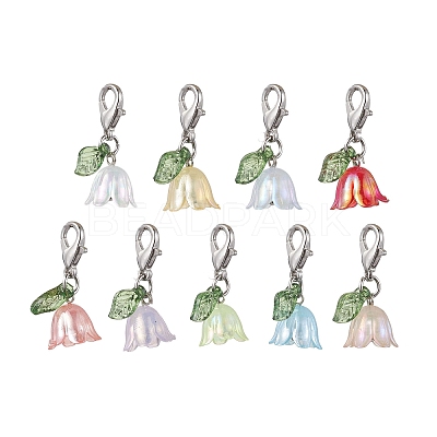 Lily Acrylic Pendant Decorations HJEW-JM01890-01-1