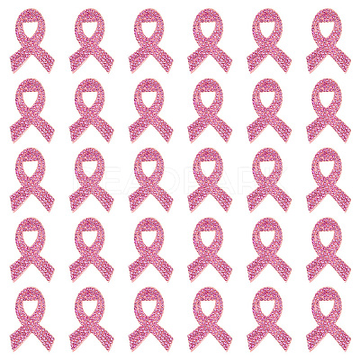 30Pcs Breast Cancer Awareness Ribbon Rhinestone Appliques PATC-FG0001-48-1