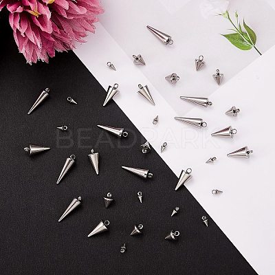 40Pcs 4 Style 304 Stainless Steel Pendants STAS-SZ0002-36P-1