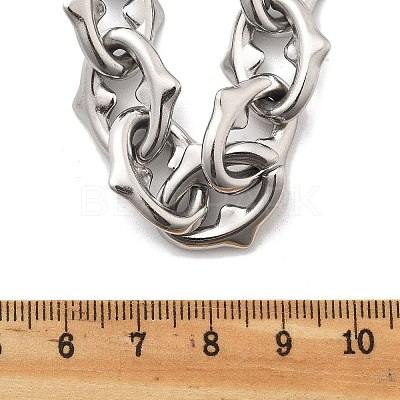 304 Stainless Steel Spiked Oval Link Chain Necklaces for Women Men NJEW-A043-01P-1