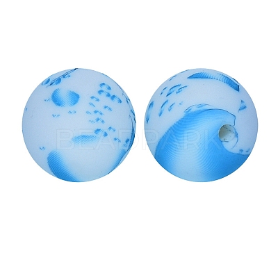 Round with Teardrop Print Pattern Food Grade Silicone Beads PW-WG66974-83-1