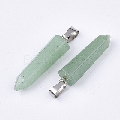 Natural Green Aventurine Point Pendants G-R220-34M-1