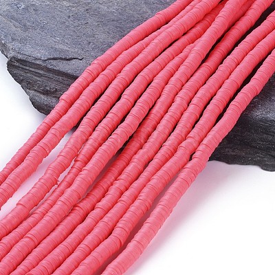 Flat Round Handmade Polymer Clay Beads CLAY-R067-6.0mm-25-1