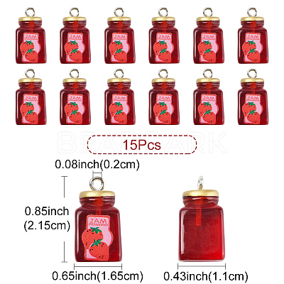 15Pcs Strawberry Jam Resin Pendants RESI-FS0002-15-1