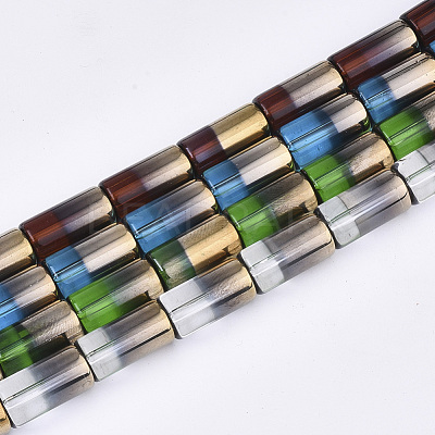 Half Electroplate Glass Beads Strands EGLA-S177-01-1