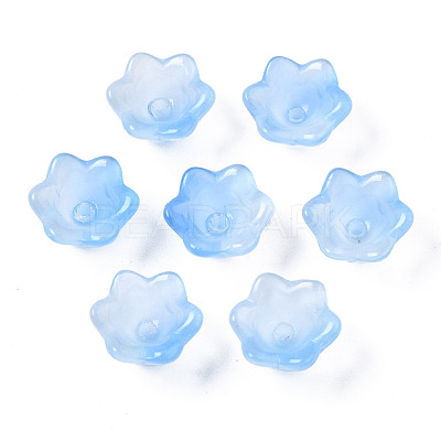 Transparent Two Tone Spray Painted Glass Beads GLAA-Q089-002B-001-1
