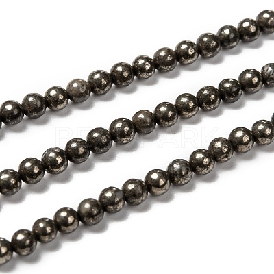 Natural Pyrite Beads Strands G-L031-4mm-01-1