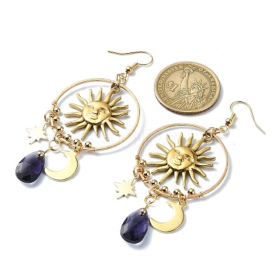 Sun & Moon & Star Alloy Chandelier Earrings EJEW-TA00329-1