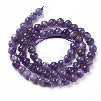 Natural Amethyst Round Bead Strands X-G-L170-6mm-03-1