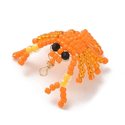 2Pcs 2 Colors Glass Seed Beaded Pendants PALLOY-MZ00903-1