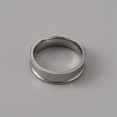 201 Stainless Steel Grooved Finger Ring Settings STAS-WH0027-27C-P-1