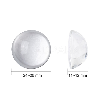 Transparent Half Round Glass Cabochons GGLA-R027-25mm-1