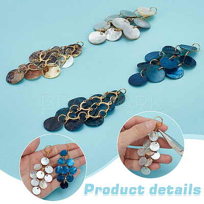 4Pcs 2 Colors Natural Akoya Shell Pendants PALLOY-PH01743-1