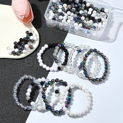 350Pcs 7 Colors Transparent & Opaque Acrylic Beads MACR-FS0001-82-1