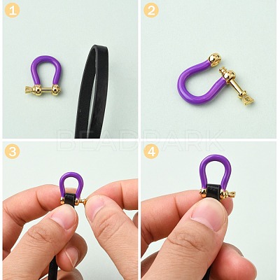 Brass Enamel D-Ring Anchor Shackle Clasps KK-P201-01G-1