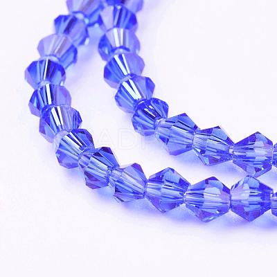 Faceted Bicone Blue Glass Beads Strands X-GLAA-S026-02-1