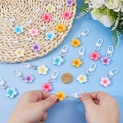 24Pcs 6 Colors Resin Flower Pendant Decorations HJEW-DC0001-32-1