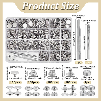 Removable Zinc Alloy Snap Button Sets TOOL-WH0059-126A-1