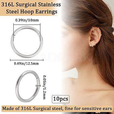 10Pcs 316L Stainless Steel Sleeper Earrings EJEW-BBC0001-56D-1
