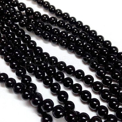 Natural Black Onyx Beads Strands X-G-H1567-8MM-1