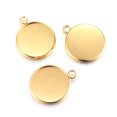 Rack Plating 304 Stainless Steel Pendant Cabochon Settings STAS-F191-14G-E-1