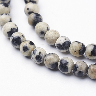 Natural Dalmatian Jasper Beads Strands X-GSR4mmC004-1
