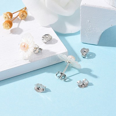 Anti-Tarnish Rhodium Plated Sterling Silver Ear Nuts X-STER-E041-11B-1