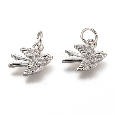Brass Micro Pave Clear Cubic Zirconia Charms ZIRC-C020-48P-1